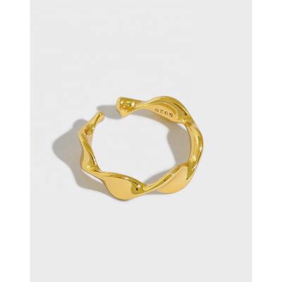 China S925 INS sterling silver high quality CLASSIC single Mobius twisted gold open ring female student wild ring for sale