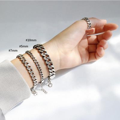 China CLASSIC high quality sterling silver 925 heavy punk cuban chain bracelet Valentine's Day gift couples jewelry for sale