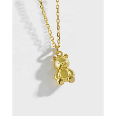 China CLASSIC Fashion Jewelry S925 Sterling Silver Mini Bear Cute Doll Necklace High Quality Female Classic Birthday Gift for sale