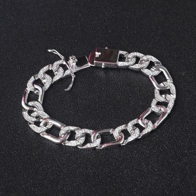 China Hiphop Jewelry OB 925 Sterling Silver Link Bracelets With AAA Zircon Diamond For Men Jewelry for sale