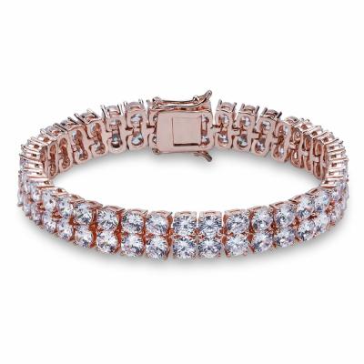 China Hiphop 2021 Silver Rose Gold Plating Diamond Crystal Bangle Tennis Rhinestone Bangle Bracelet For Women Men for sale