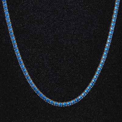 China Fast Delivery Wholesale Hip Hop Zircon Ice Out 14k Gold Plated Tennis Jewelry Men's Diamond CZ Tennis Chain Necklace for sale