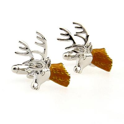 China Factory direct sale novelty enamel elk animal cufflinks stock/fast delivery HOT selling men's jewelry OB shaped cufflinks for sale