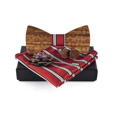 China Bubble OB Jewel-Classic Wood Bow Tie Set Environmentally Friendly Custom Cufflinks Solid Wood Accessories Manufactures For Men for sale