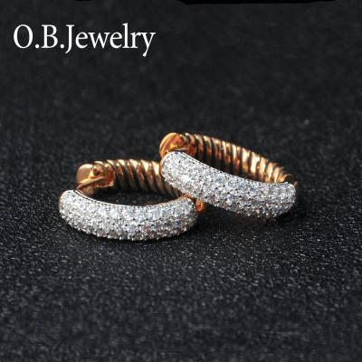 China Fast Delivery New Arrival Real Yellow Gold Platinum Earrings Jewelry C Shaped Twist Circle Earrings For Hip Hop Man for sale