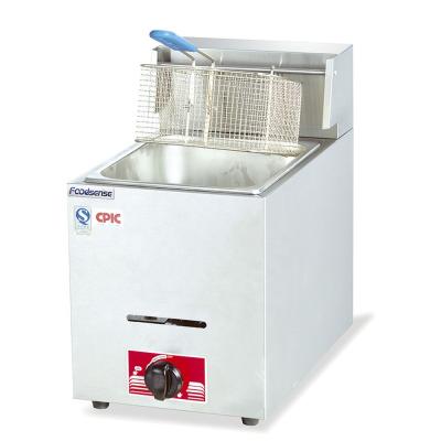 China Commercial 1-Tank 1-Basket Restaurant Kitchen Equipment Using Gas 6 Liter Deep Fryer for sale