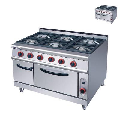 China Commercial Stainless Steel Kitchen Equipment 6 Burner Gas Stove With Gas Oven Prices for sale