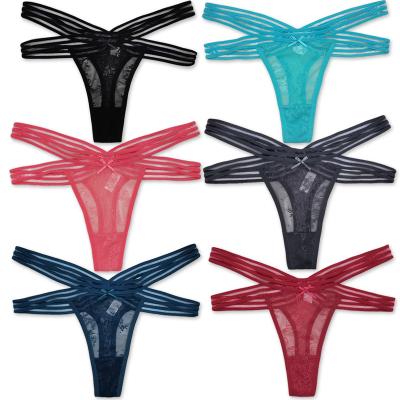 China Nylon Underwear T-Back G - Cotton Crotch Panties Girls Thongs Waist Sexy Breathable Low String Lace Wholesale for sale