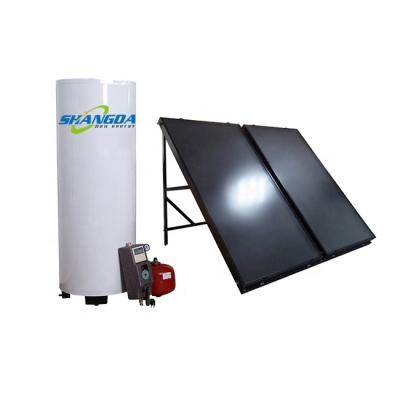 China Commercial 300 liters high performance solar flat panel solar heating system water heater flat plate water heater for sale