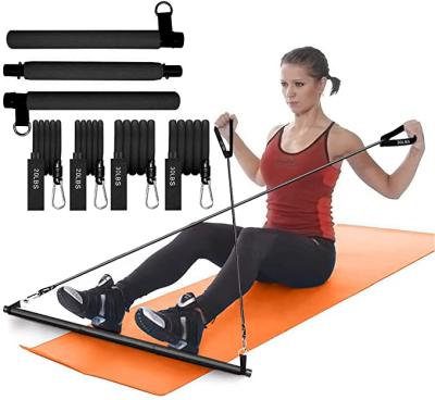 China Portable Tube.steel 3 Section Rubber Yoga Exercise Pilate Bar Kit With Resistance Band for sale