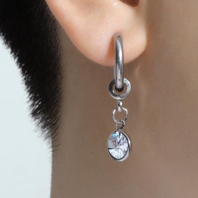 China Lead Free Nickel Free European Style Silver Plated Diamond Hggie Earrings Stainless Steel Geometric Round CZ Zircon Drop Earrings for sale