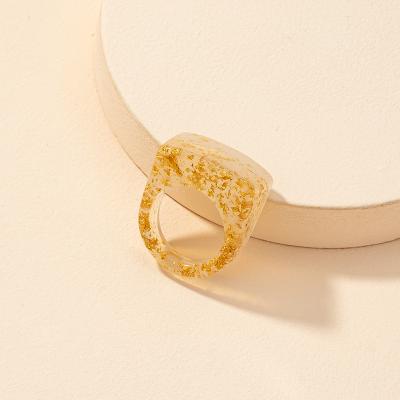 China Geometric Acrylic Finger Ring Transparent Square Resin Ring European Hot Selling Nickel Free Lead Free Gold Foil Paper For Gifts for sale