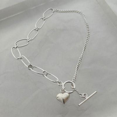 China New Arrival 925 Sterling Silver Asymmetric Link Chain OT Lead Free Anklet Nickel Buckle Love Heart Silver Anklet For Girls for sale