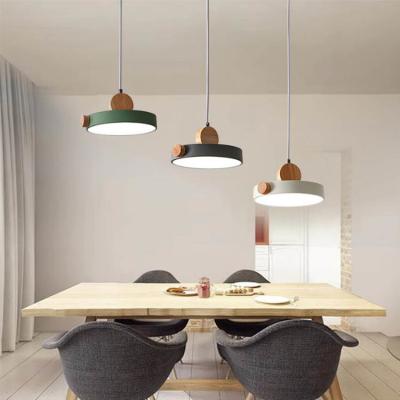 China 90 Ra Color Rendering Index LED Pendant Light with Iron Art and Acrylic Wooden Lamp Body for sale