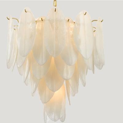 China Middle-Size Projects Lighting Solution Luxury Modern Glass Leaves Chandelier with 2- for sale