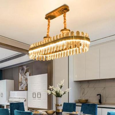 China 80*35*12 Round Luxurious Leather Dining Chandelier Oval LED Dropout Lamp for Restaurant for sale