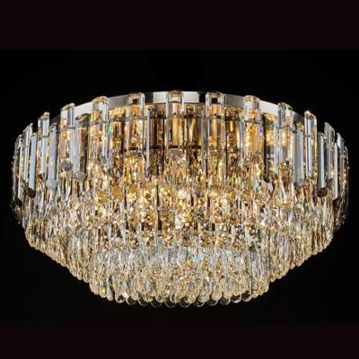 China Modern Low Living Room Round Crystal Ceiling Light for Hotel Lobby LED Chandelier for sale