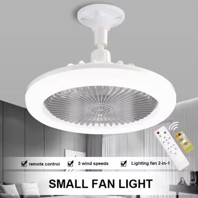 China Modern 3 Color Dimming Room Hotel Desk E27 360 Rotating Mini Fan Lamp Led Ceiling Fan With Light And Remote for sale