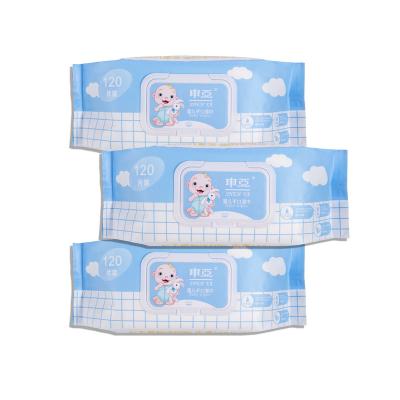 China Flushable Wet Paper Towel Spunlace Skin Care Face Cleansing Baby Wipes Gentle Natural Care Sensitive Baby Wipes for sale