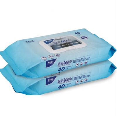 China OEM Wholesale Nonwoven High Quality 50pcs Per Pack Disposable Kitchen Wipes Oil Remover Kitchen Cleaning Wet Cloths for sale