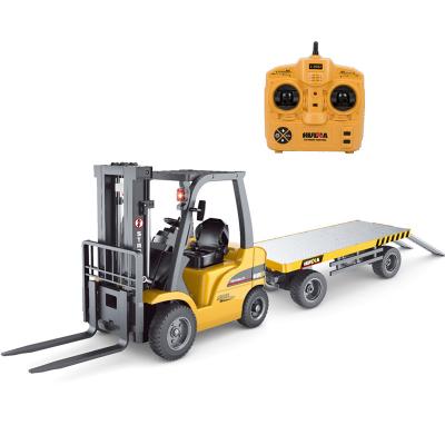 China RC Model 1/10 1576 Remote Control Forklift 8 Channels 2.4GHz RC Alloy Body Engineering Construction Vehicle With Flat Car for sale