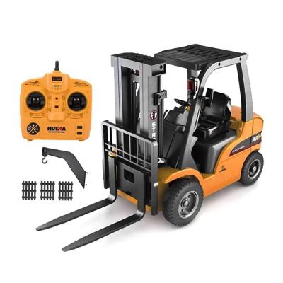 China RC Model Vehicle for Kids Brown Forklift 8 Channels 2.4GHz RC Alloy Body Engineering Construction 1/10 Remote Control Trunk 1577 for sale