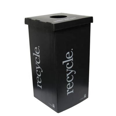 China Advertising Corrugated Waste Plastic Dust Bin Waste PP Collapsible Storage Box Recycle Bin for sale