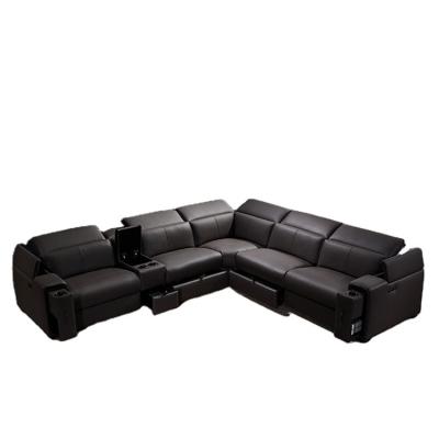 China (Height) Adjustable MANWAH BEE Best Power Handing Recliner Mechanism Leather U-Shaped Sectional Sofa Chair for sale