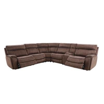 China (Size) MANWAH CHEERS Living Room Furniture Brown Adjustable Recliner Sofa Couch Fabric Sectional Sofa for sale