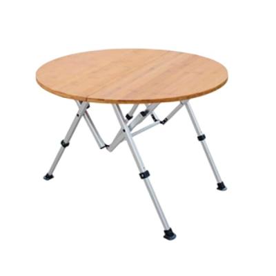 China Modern Adjustable Round Bamboo Camping Table For Outdoor Use for sale