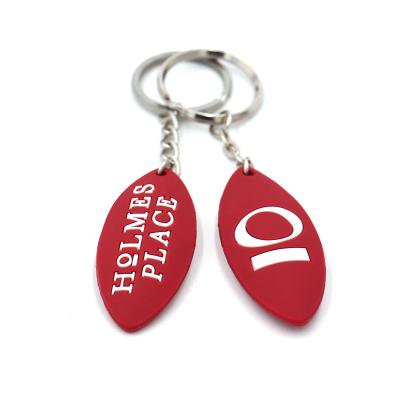 China Promotion Gift Customized High Quality Oval Shape 2d PVC Key Chain Rubber Key Chain With Hook And Loop for sale