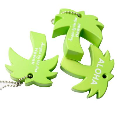 China Guangzhou Factory Logo Coconut Tree Shape Waterproof Custom PU Foam Floating Key Chain for sale