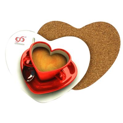 China Heart the viable wholesale promotional cork backed kitchen coaster/gifts form the mdf cork coaster for sale