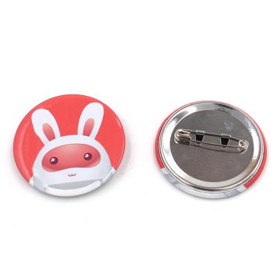 China Nickel Free Custom Advertising Promotional Gifts Cute Cartoon Rabbit Button Badge With Safety Pin for sale