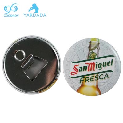 China Customized Viable Round Metal Badge Tin Opener Magnet Beer Bottle Button Opener for sale