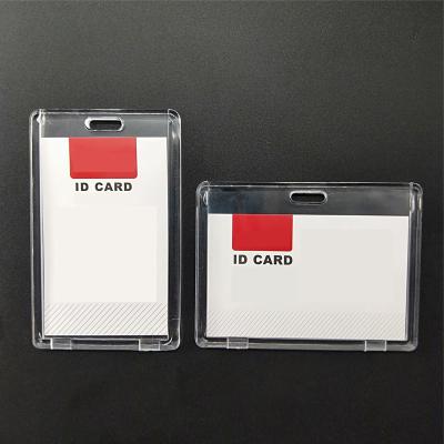 China Fashion Heavy Duty Vertical Acrylic ID Card Holder, Hard Plastic Clear ID Badge Holder For Student Employee for sale