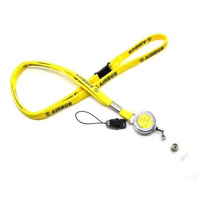 China Custom Yellow Polyester Airbus Lanyard Airbus Yo-Yo Badge Reel Lanyard for Flight Crew Pilot for sale