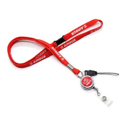 China Polyester Custom Airbus Red Retractable Lanyard Tubular Airbus Lanyard For Flight Crew Pilot for sale