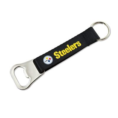 China Promotional Gifts Pittsburgh Steelers Bottle Opener Lanyard Keychain, NFL Bottle Opener Keychain No Min Order for sale