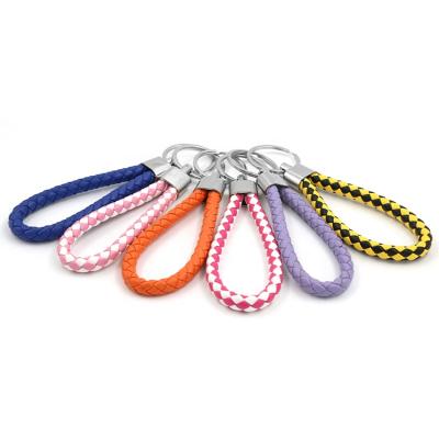 China Promotion Key Chain Hot Sale Braided Ring Multifunction Leather Strap Key Keychain for sale