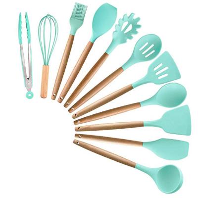 China Viable Hot Selling Handle Kitchen Set Silicone Wood Cookware Set Kitchen Accessories for sale