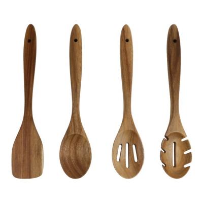 China 4 Pieces Acacia Kitchen Utensil Wooden Serving Wooden Serving Drum Set Kitchen Sustainable for sale