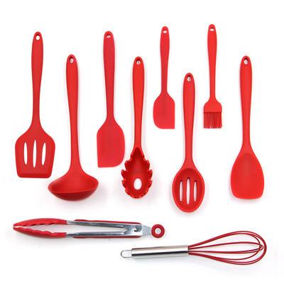 China Kitchen Baking 10 Pieces Silicone Baking Set Brush Pastry Tongs Pastry Tongs Spatula Utensil Kitchen Tools Silicone for sale