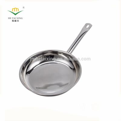 China Sustainable stainless steel sandwich bottom pan with long welded handle for sale