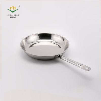 China Sustainable Wholesale Chinese 30cm Good Price Stainless Steel Frying Pan Steel Handle for sale