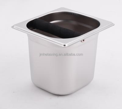 China Sustainable Bartender Equipment Stainless Steel Commercial Coffee Knock Out Box Installed In Wooden Case for sale