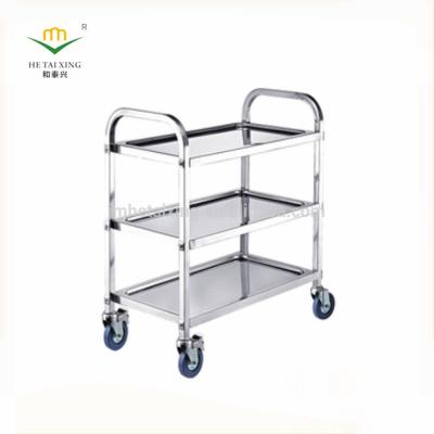 China Low MOQ Hotel Stainless Steel Serving Trolley Hand Trolley For Hotel Banquet Equipment for sale