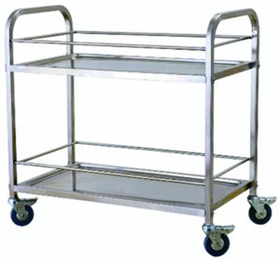 China Restaurant 2 Tier Square-tube Stainless Steel Trolley Kitchen Cart With 4 Wheels for sale