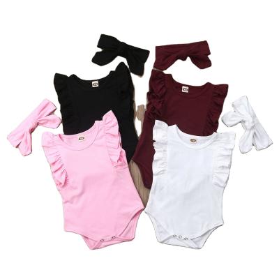 China Wholesale 100% Cotton Baby Clothes 100% Cotton Knitted Ins Ruffle Baby Romper Baby Girl Summer Soft Romper for sale