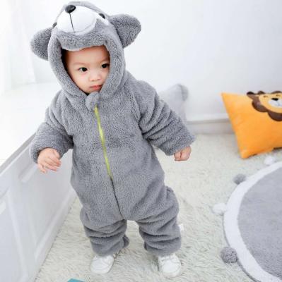 China Winter Polyester Baby Romper Newborn Baby Zipper Hooded Baby Clothes Fleece Jumpsuit for sale